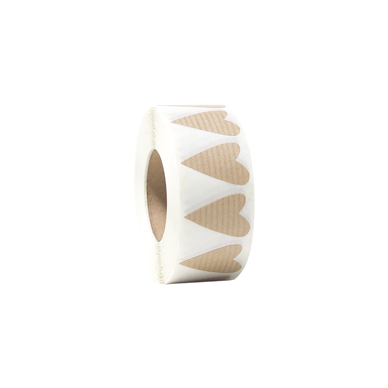 Presentetiketter modern heart ribbad kraft - 2