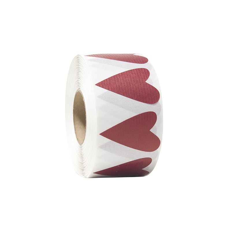 Presentetiketter modern heart röd ribbad - 1