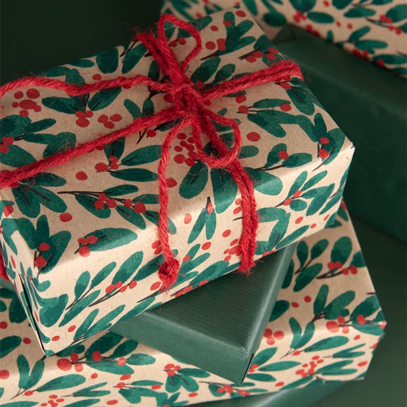 Presentpapper Holly Jolly