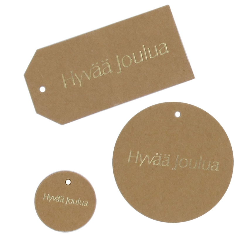 Hängetikett hyvää joulua brun rund   UTFÖRSÄLJNING - 2