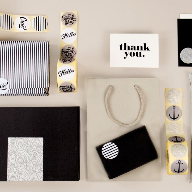 Etikett Venice Black "Thank you/hello" Ø49 1000st - 4