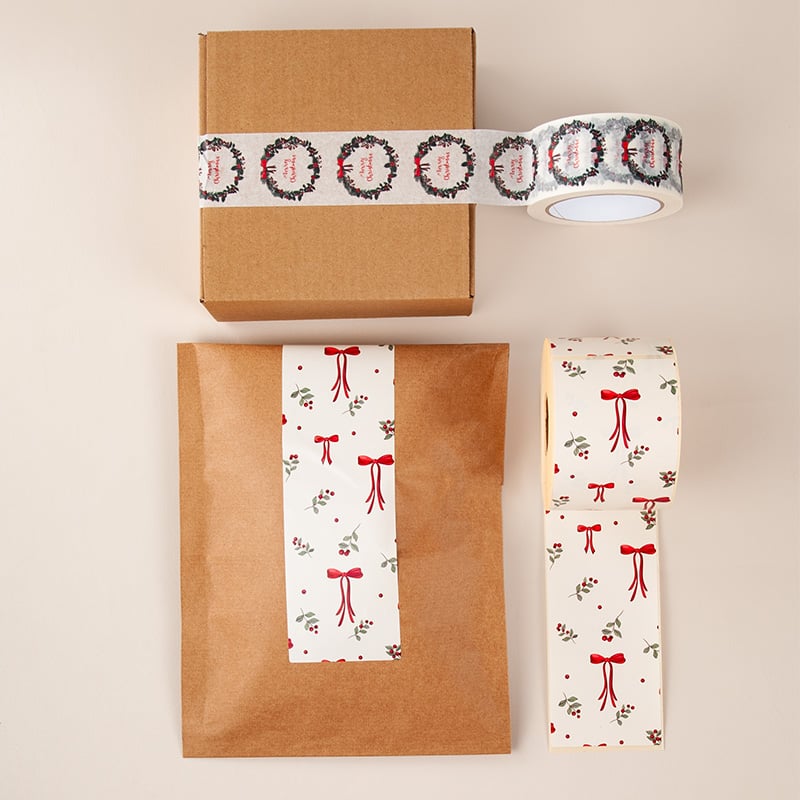 Packtejp i papper Winter Berries & Bows - 2