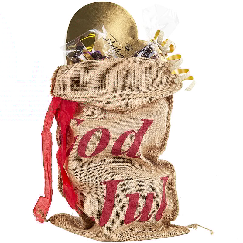 Jutesäck God Jul med rött band - 1