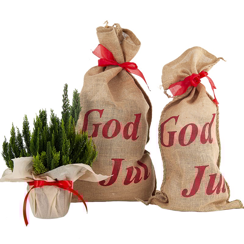 Jutesäck God Jul med rött band - 1