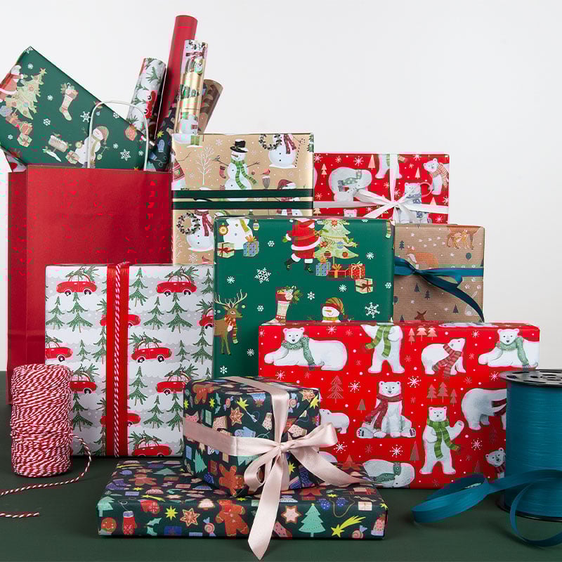 Presentpapper Snowman Gold - 3