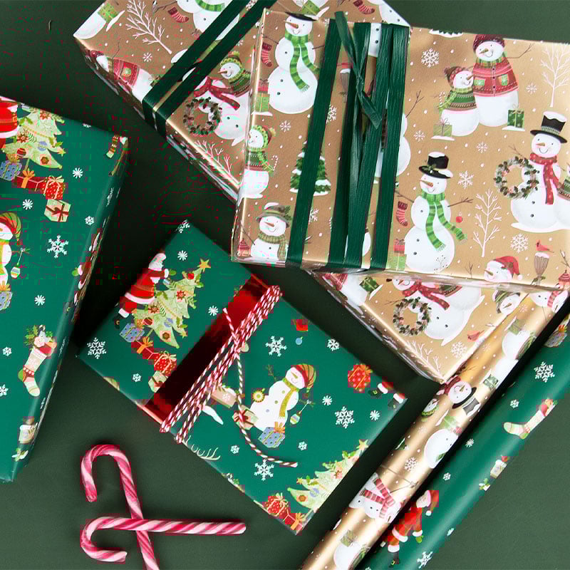 Presentpapper Snowman Gold - 4