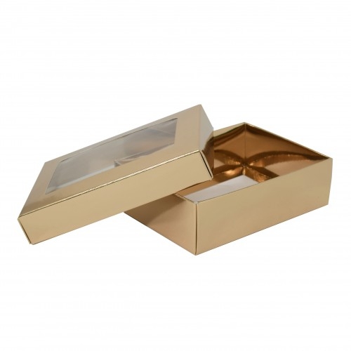 Presentkartong Sober guld  med fönster - 1