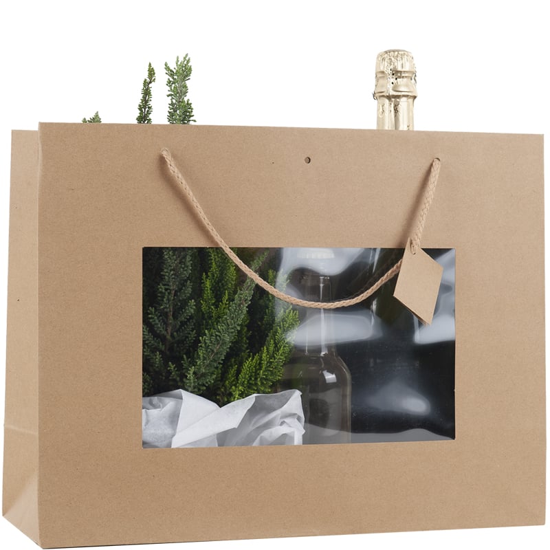 Presentpåse natur med fönster och handtag - 7