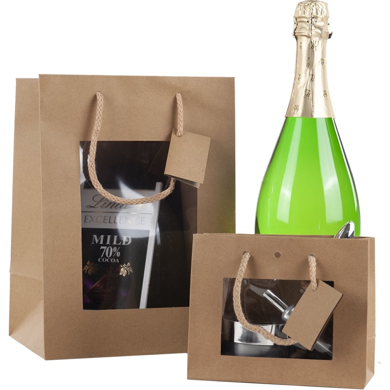 Presentpåse natur med fönster och handtag - 6