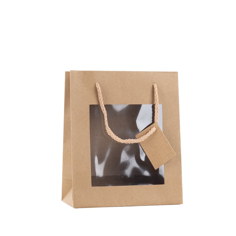 Presentpåse natur med fönster och handtag - 3