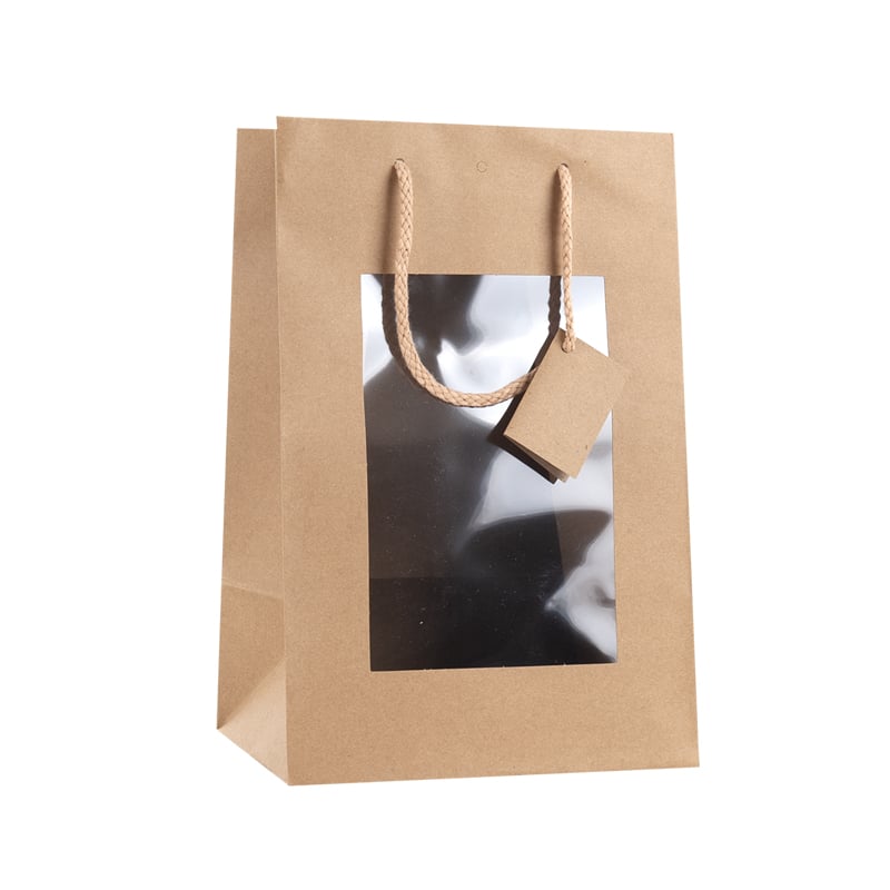 Presentpåse natur med fönster och handtag - 4