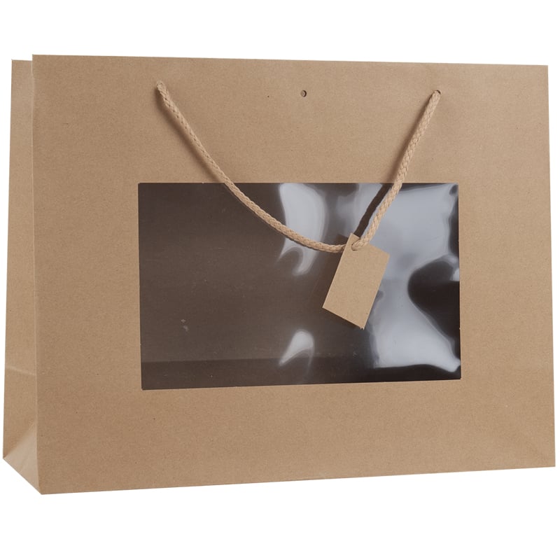 Presentpåse natur med fönster och handtag - 6