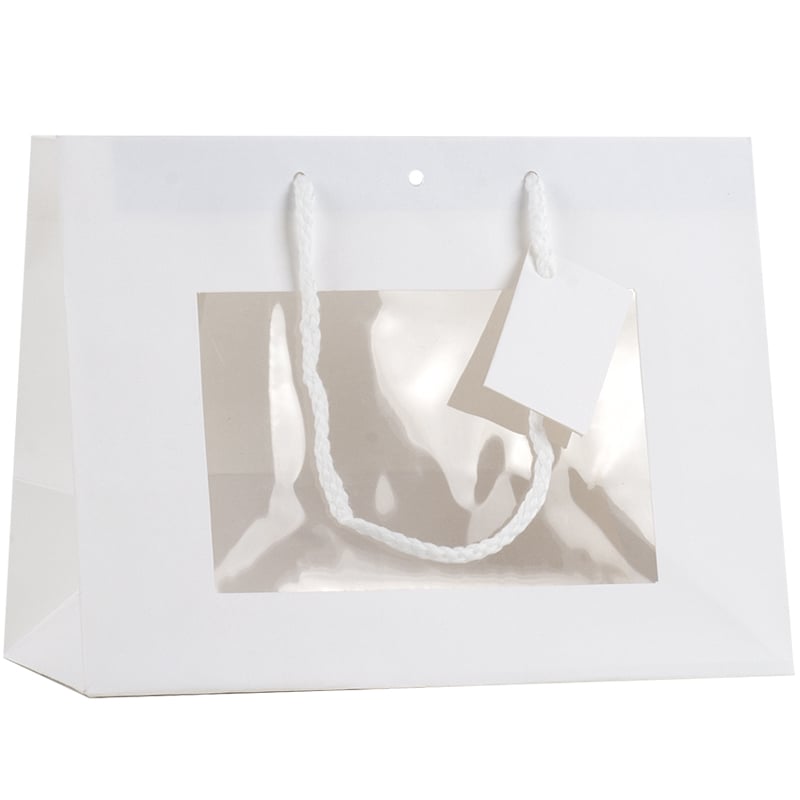 Presentpåse vit med fönster och handtag - 4