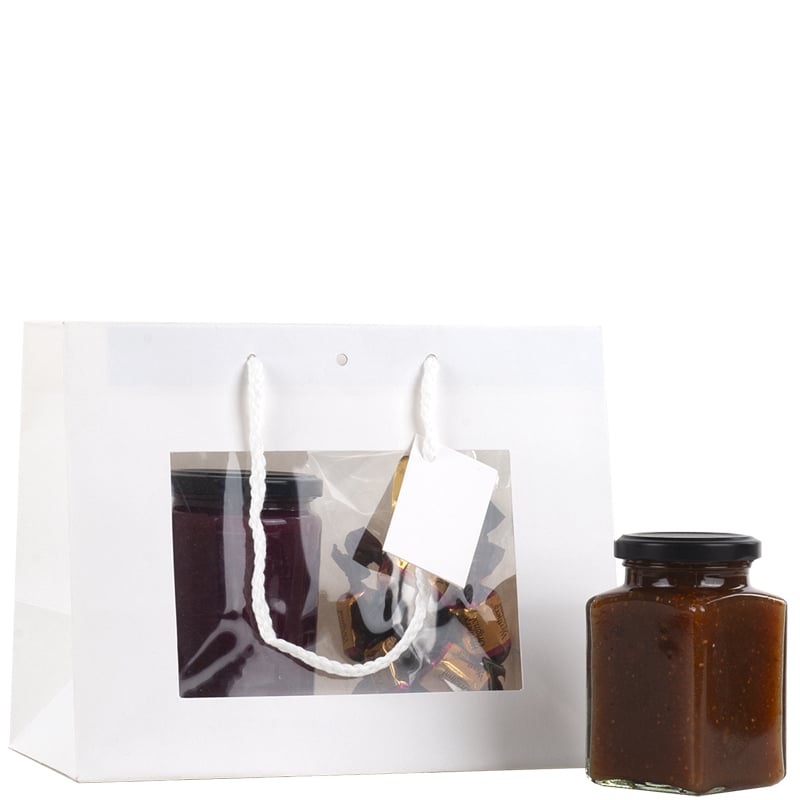 Presentpåse vit med fönster och handtag - 2
