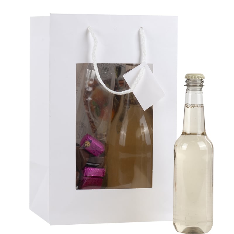 Presentpåse vit med fönster och handtag - 1