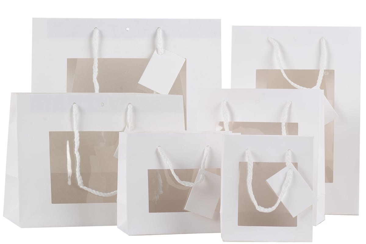 Presentpåse vit med fönster och handtag - 5
