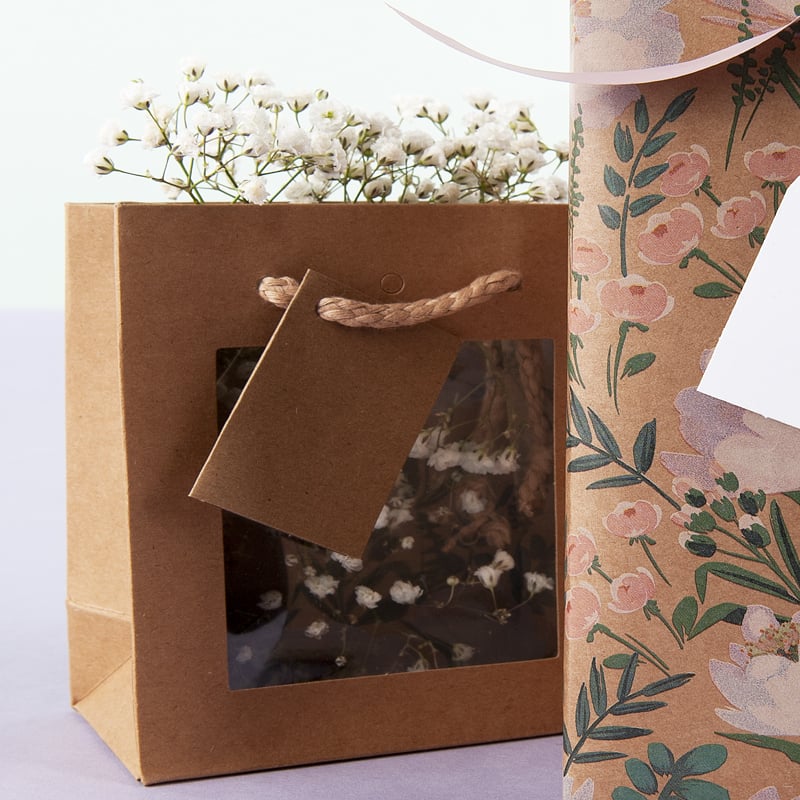 Presentpåse natur med fönster och handtag - 7