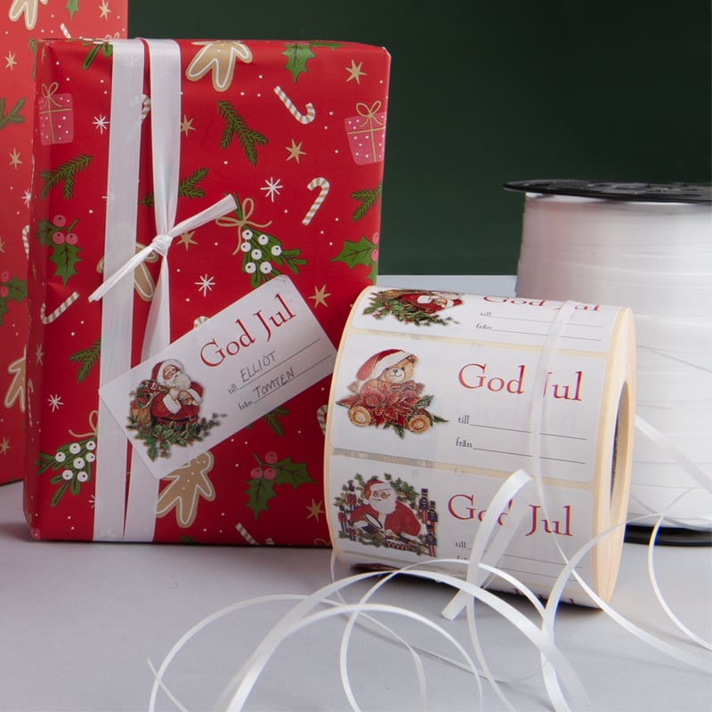 Etikett till/från fyra olika julmotiv - 2