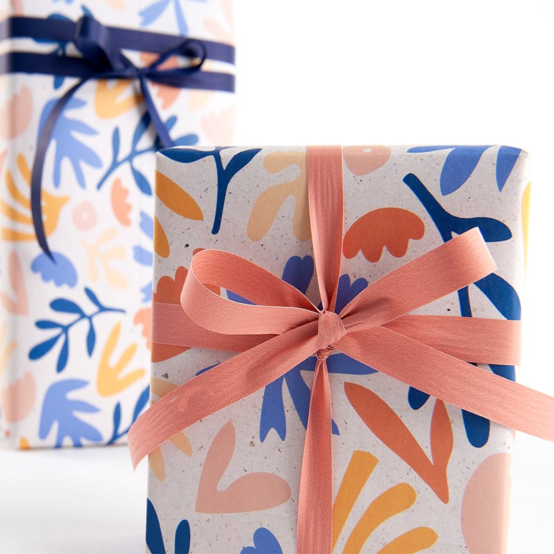 Presentpapper Modern Plants Blue