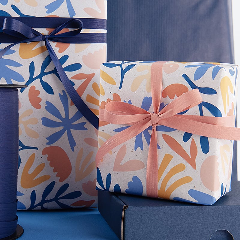 Presentpapper Modern Plants Blue - 3