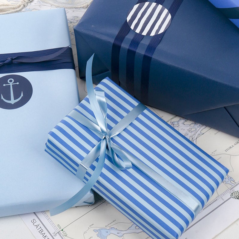 Presentpapper Navy Thin Stripes - 5