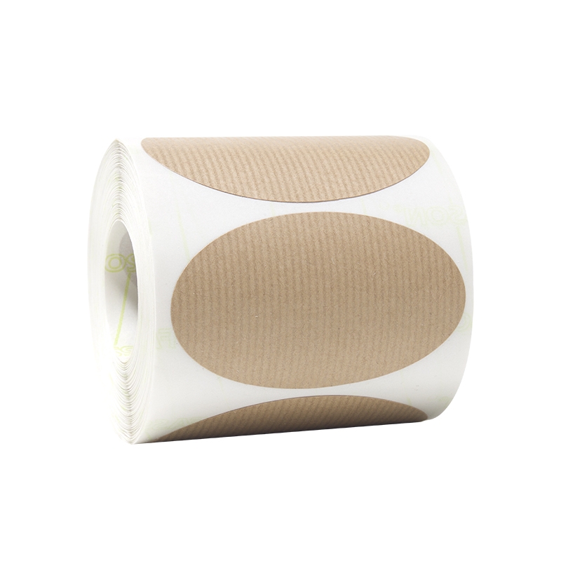 Presentetiketter oval ribbad kraft - 3