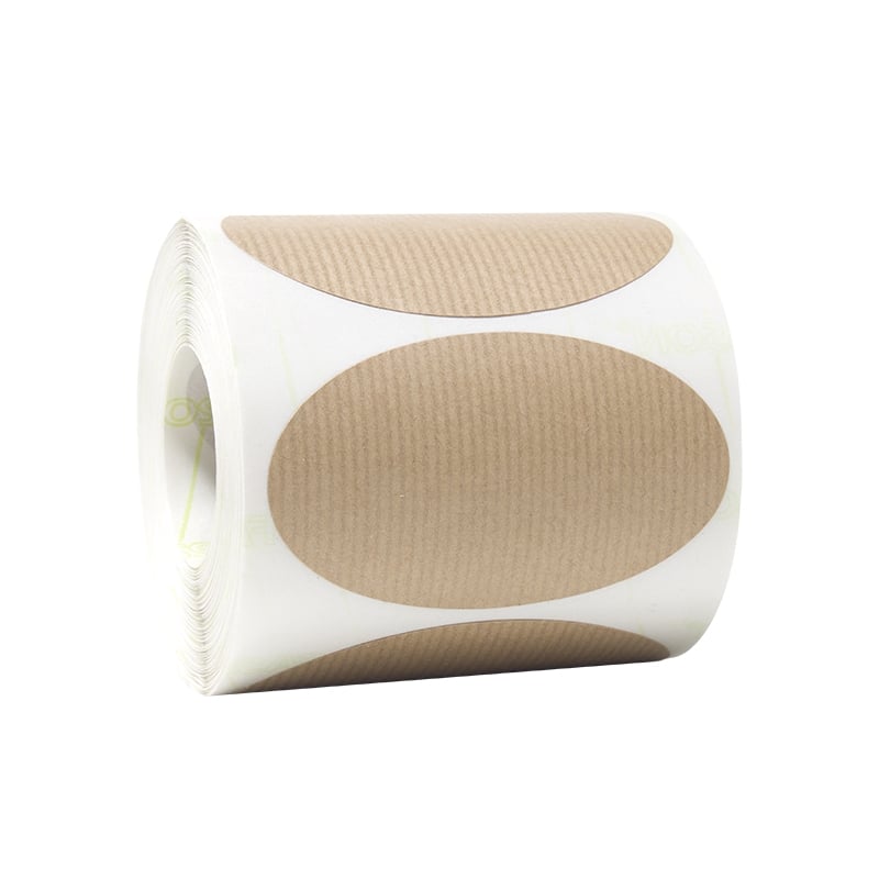 Presentetiketter oval ribbad kraft - 3