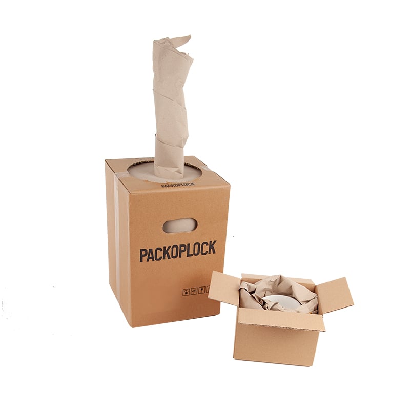 Locked Paper® Packpapper på rulle av 100% återvunnet papper i dispenser - 1