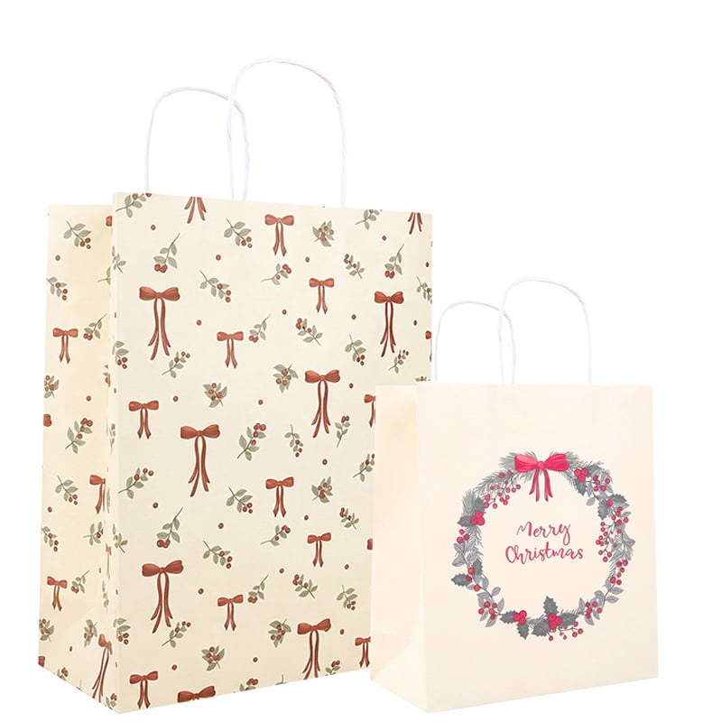 Papperskasse tvinnade handtag Winter Bows & Berries