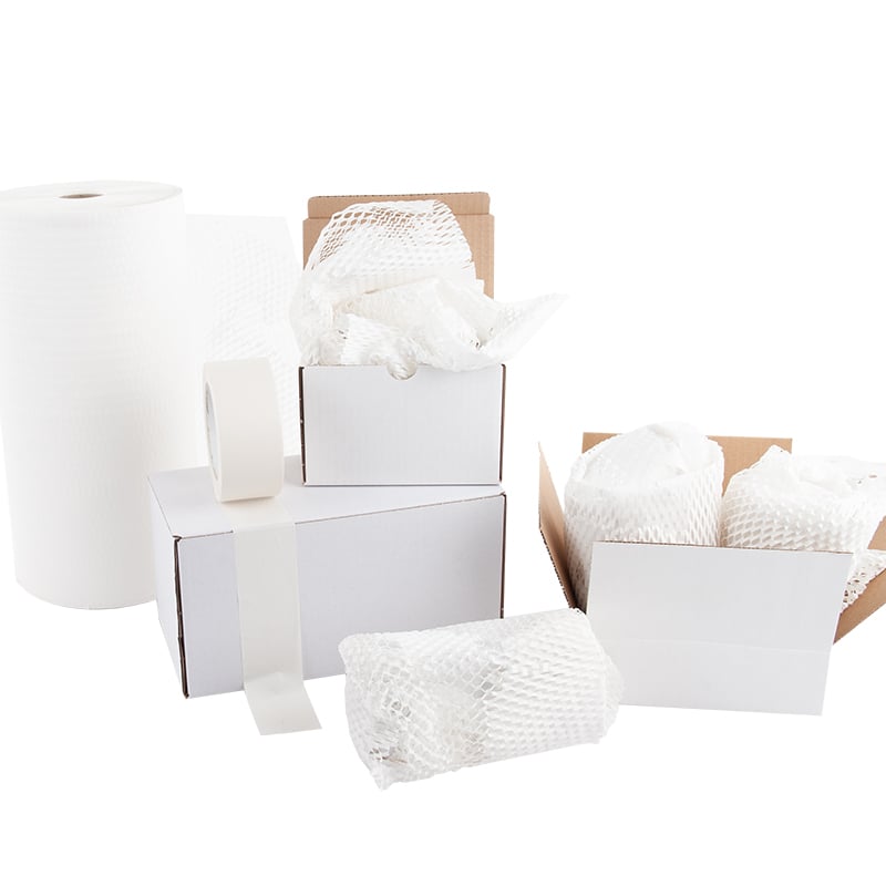 Vit honeycomb paper wrap - stötdämpande packpapper på rulle - 2