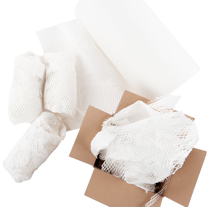 Vit honeycomb paper wrap - stötdämpande packpapper på rulle - 1