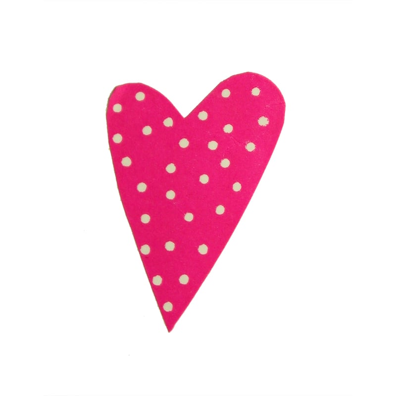 Presentetikett modern heart dots cerise med vita prickar - 2