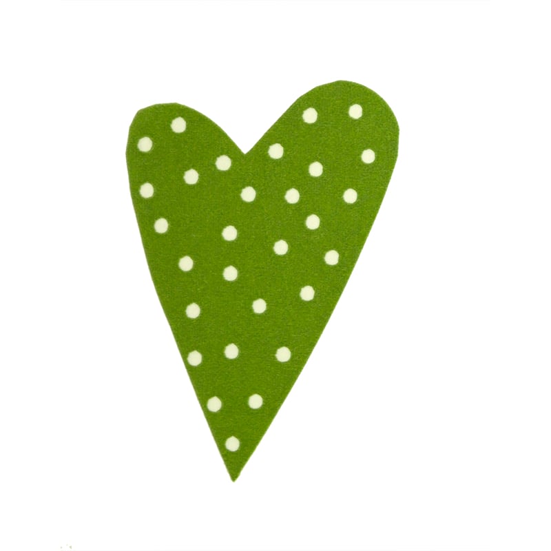 Presentetikett modern heart dots gräsgrön med vita prickar - 2
