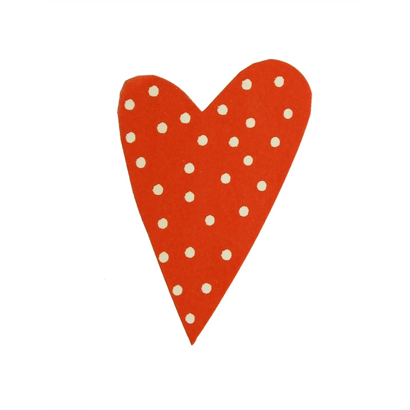 Presentetikett modern heart dots röd med vita prickar - 2