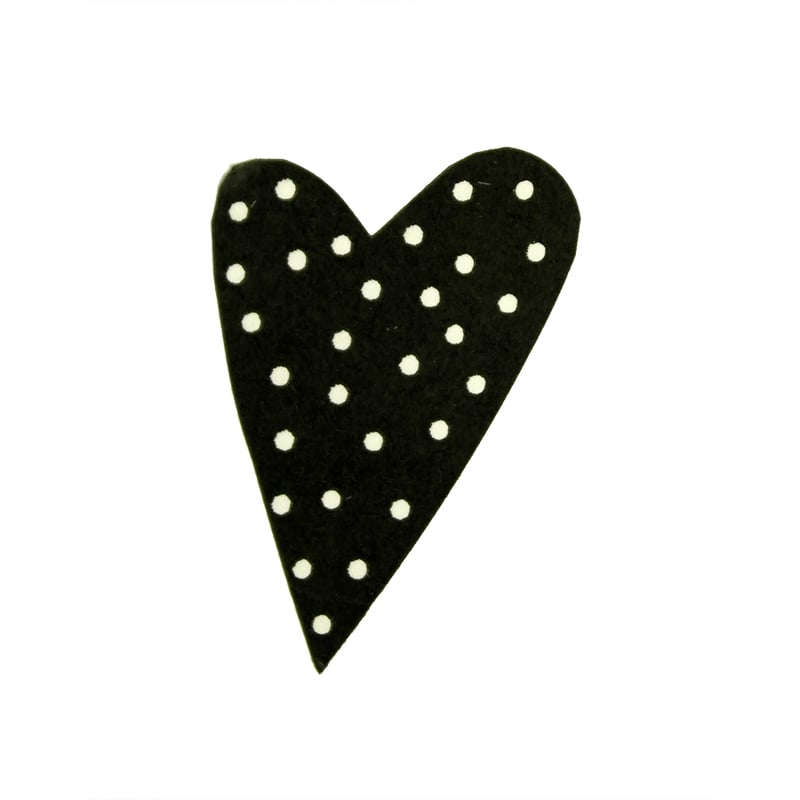 Presentetikett modern heart dots svart med vita prickar - 2