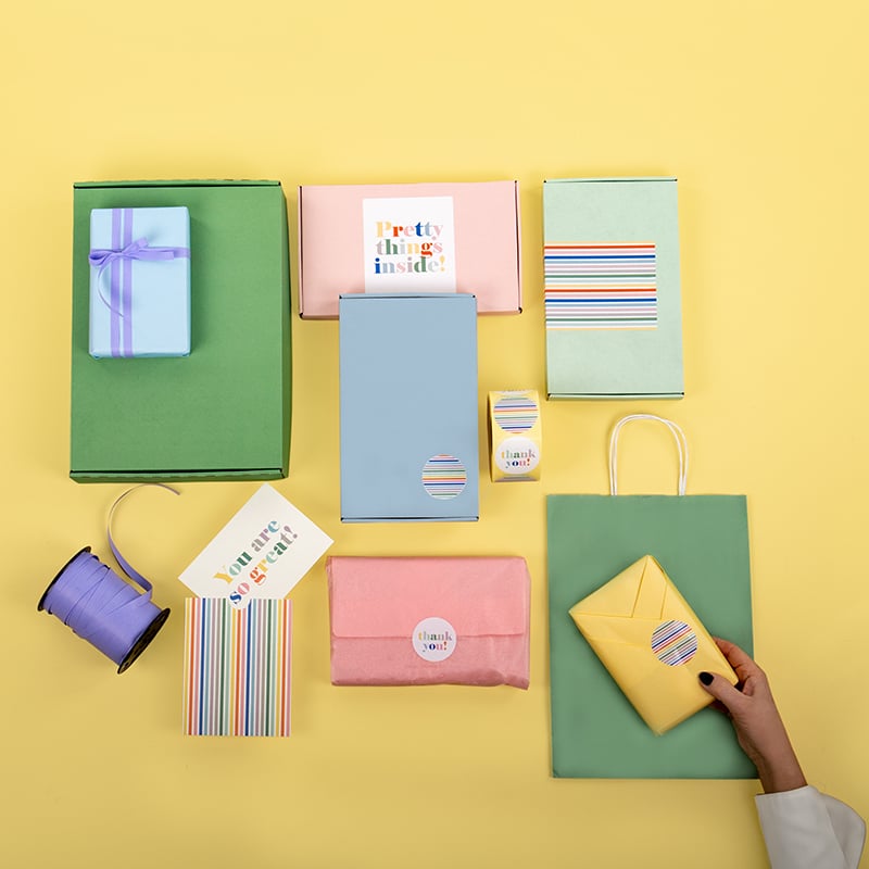 Etikett POP pastell "randig/tack!" - 5