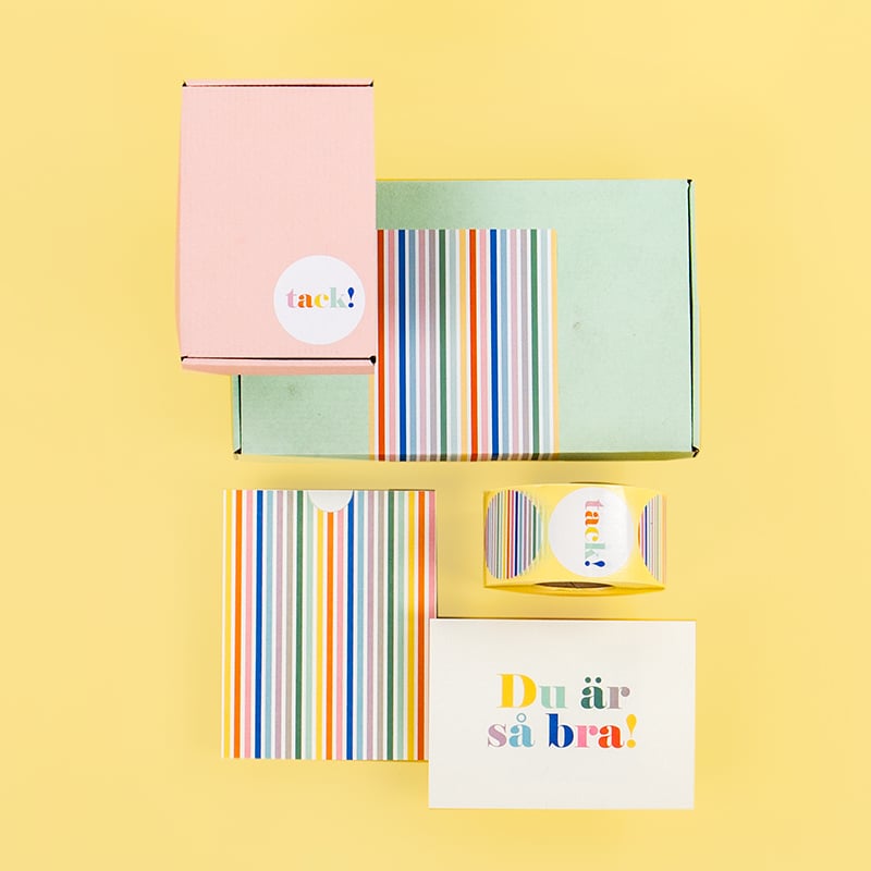 Etikett POP pastell "randig/tack!" - 3