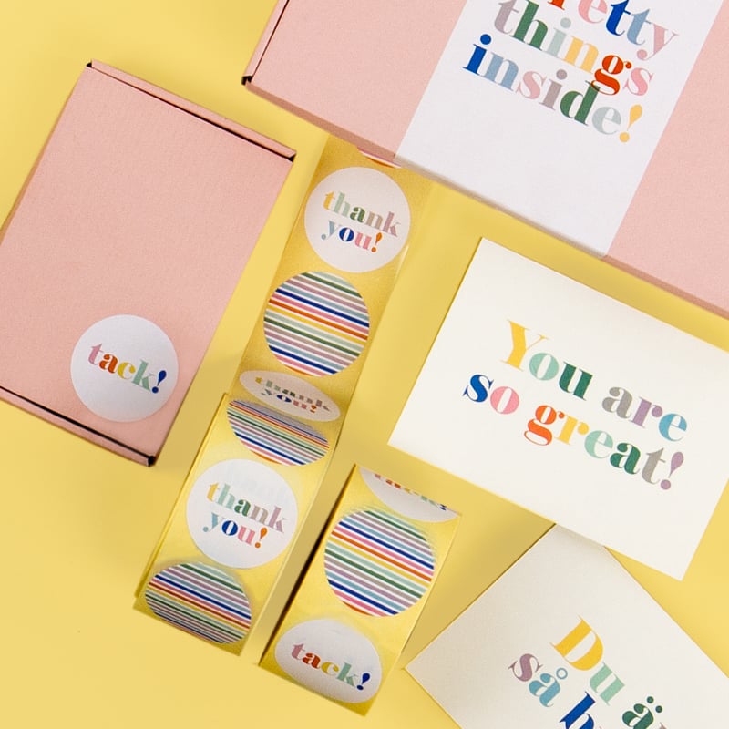 Etikett POP pastell "randig/tack!" - 4
