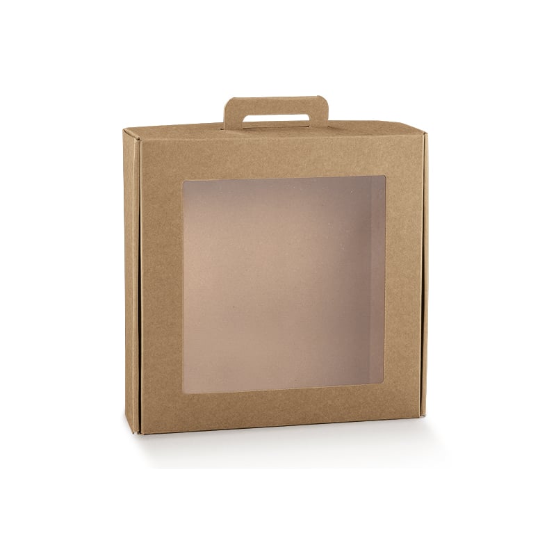 Presentbox gourmet natur med fönster och handtag