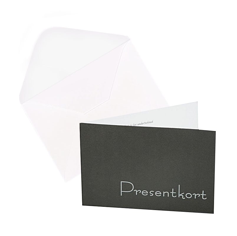 Presentkort svart med silvertext