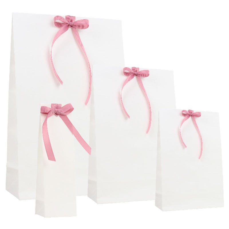 Presentpåse med tejpförslutning matt ribbad vit - 4