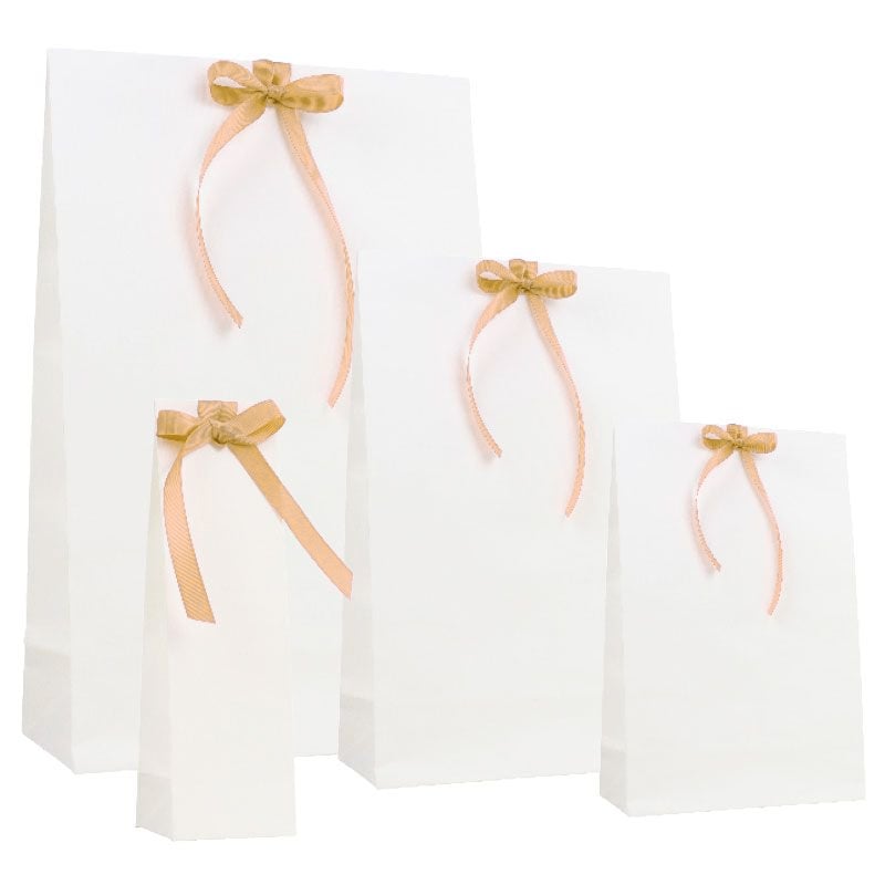 Presentpåse med tejpförslutning matt ribbad vit - 3