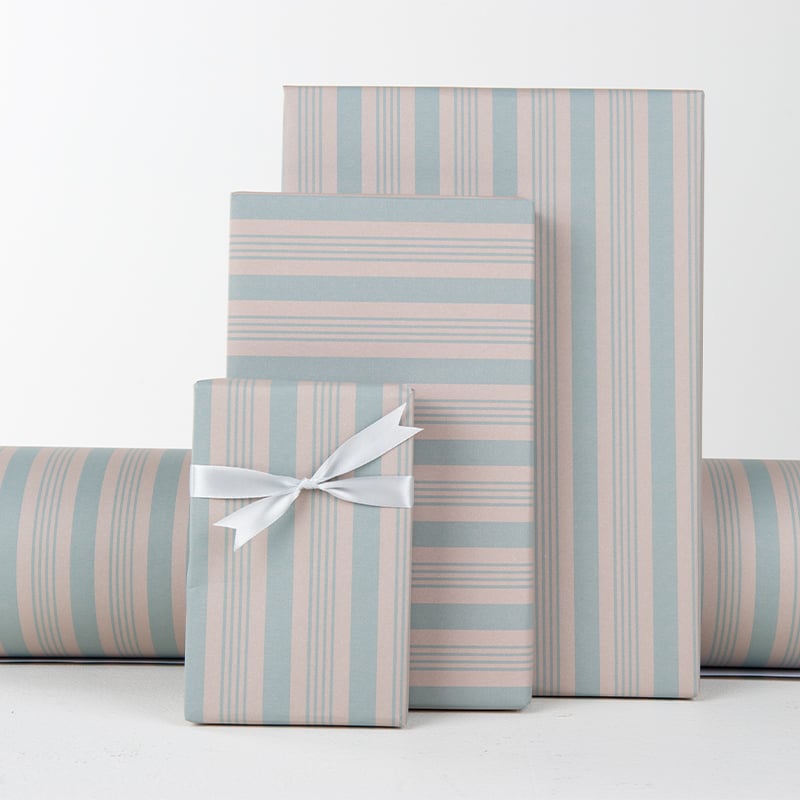 Presentpapper French Stripes Blue - 2