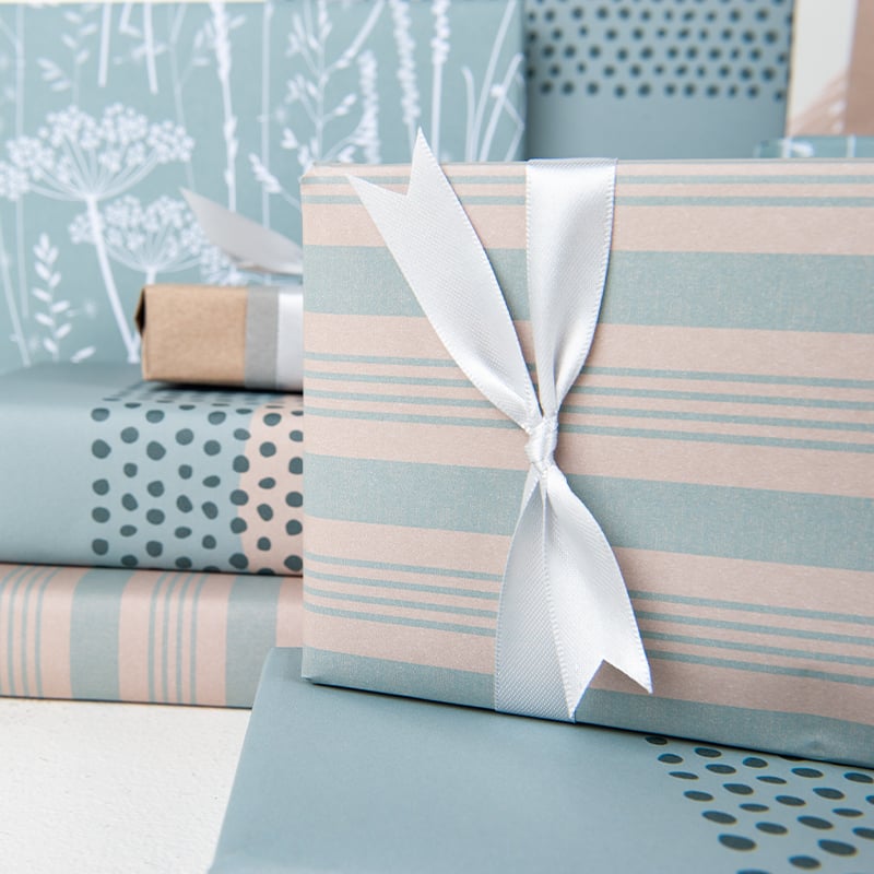 Presentpapper French Stripes Blue - 3