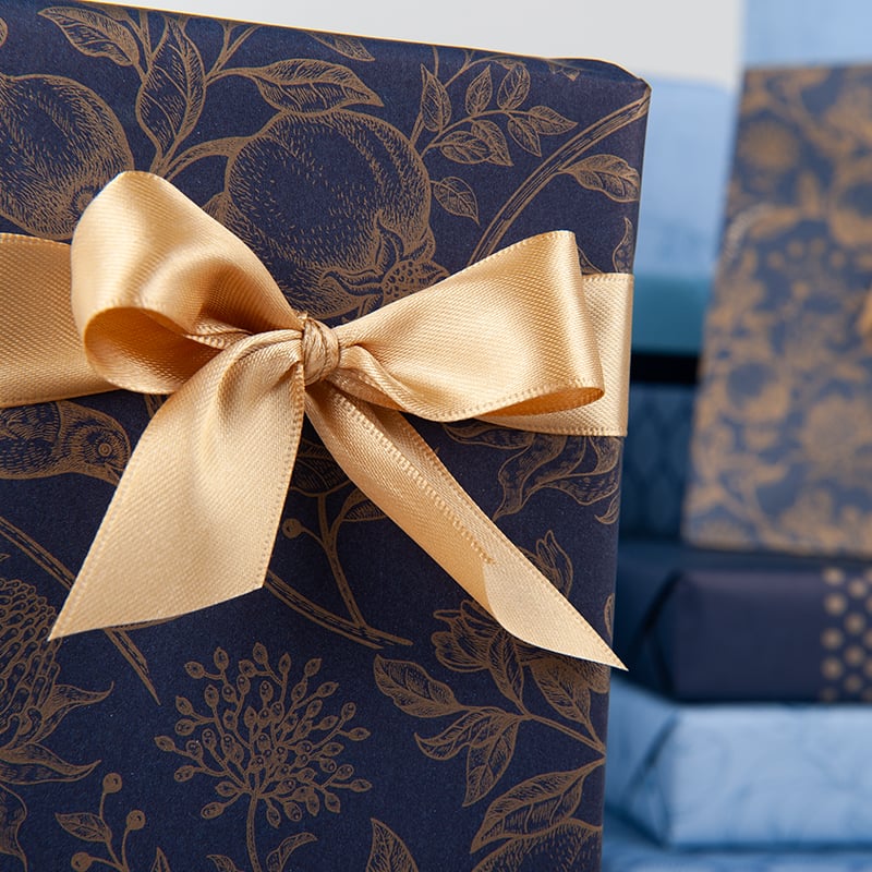 Presentpapper Golden Bird Blue - 4