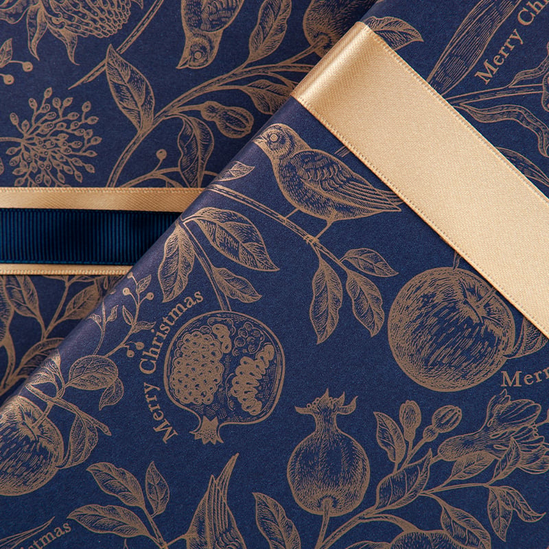 Presentpapper Golden Bird Blue - 3