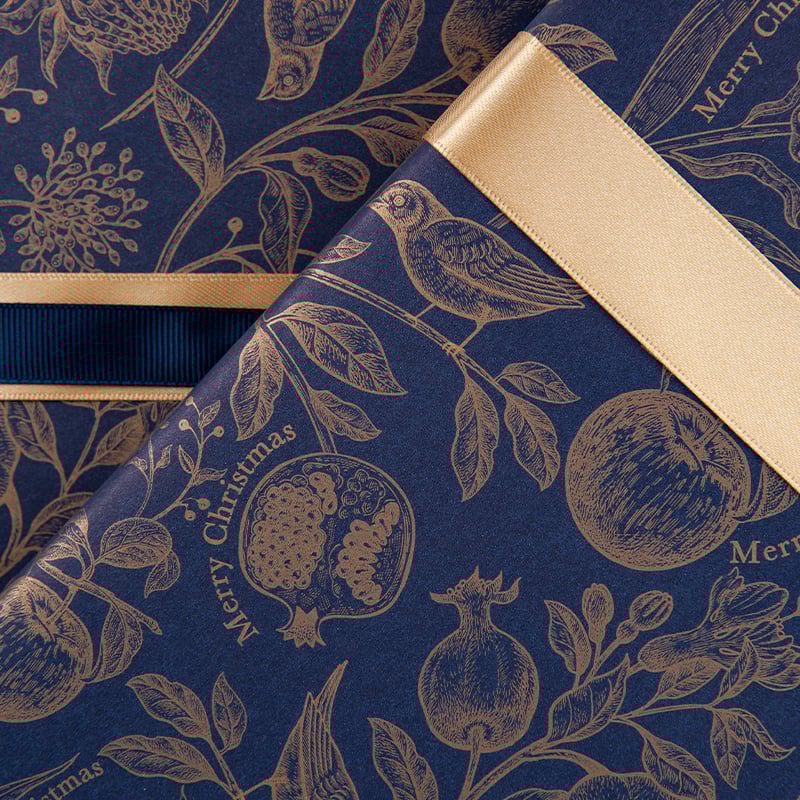 Presentpapper Golden Bird Blue - 3