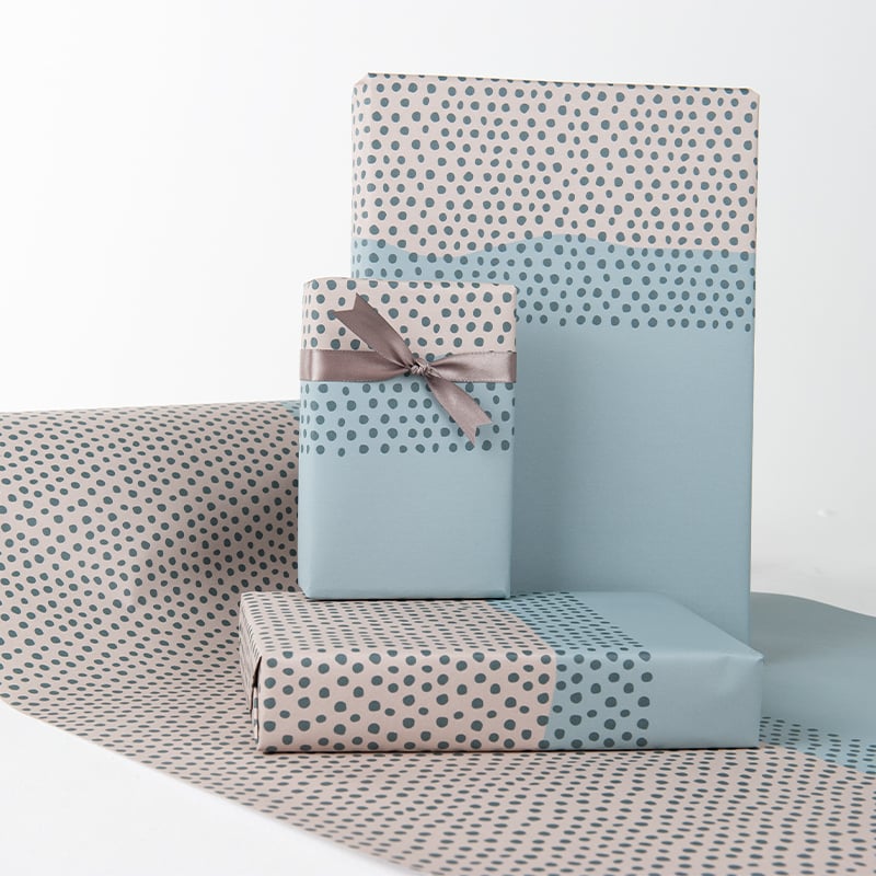 Presentpapper Half Dots Blue - 2