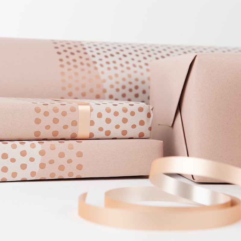 Presentpapper Half Dots Rosa - 2