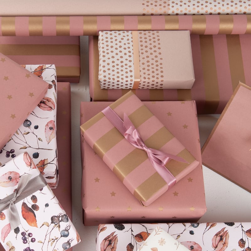 Presentpapper Half Dots Rosa - 3